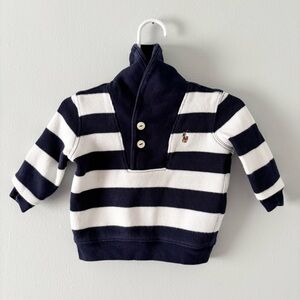 Ralph Lauren Baby Striped Sweater Pullover Collared Henley Thick Knit